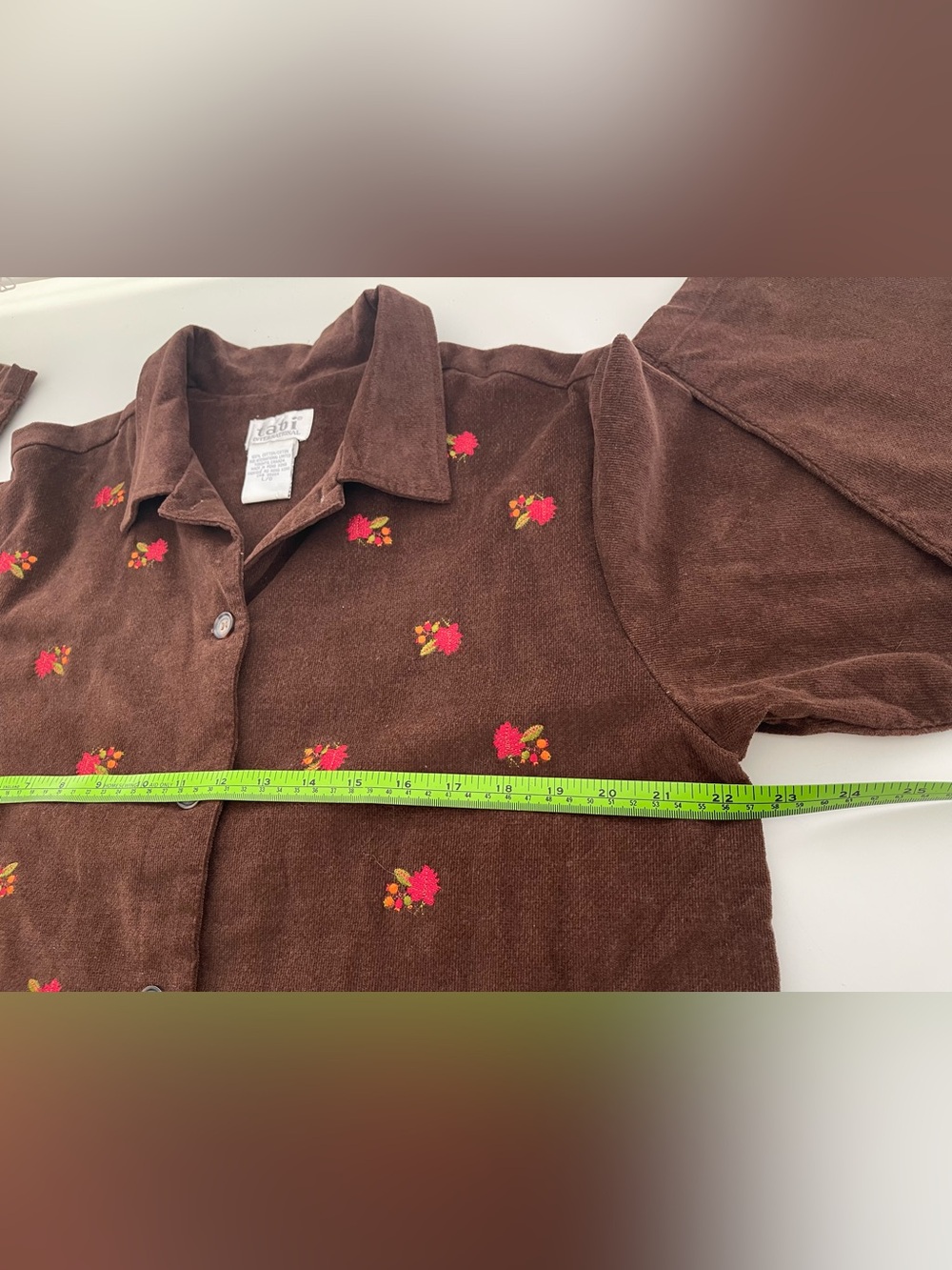 Vintage TABI Corduroy Embroidered Button Front Jacket Shacket Shirt Coat Size L - Picture 5 of 7